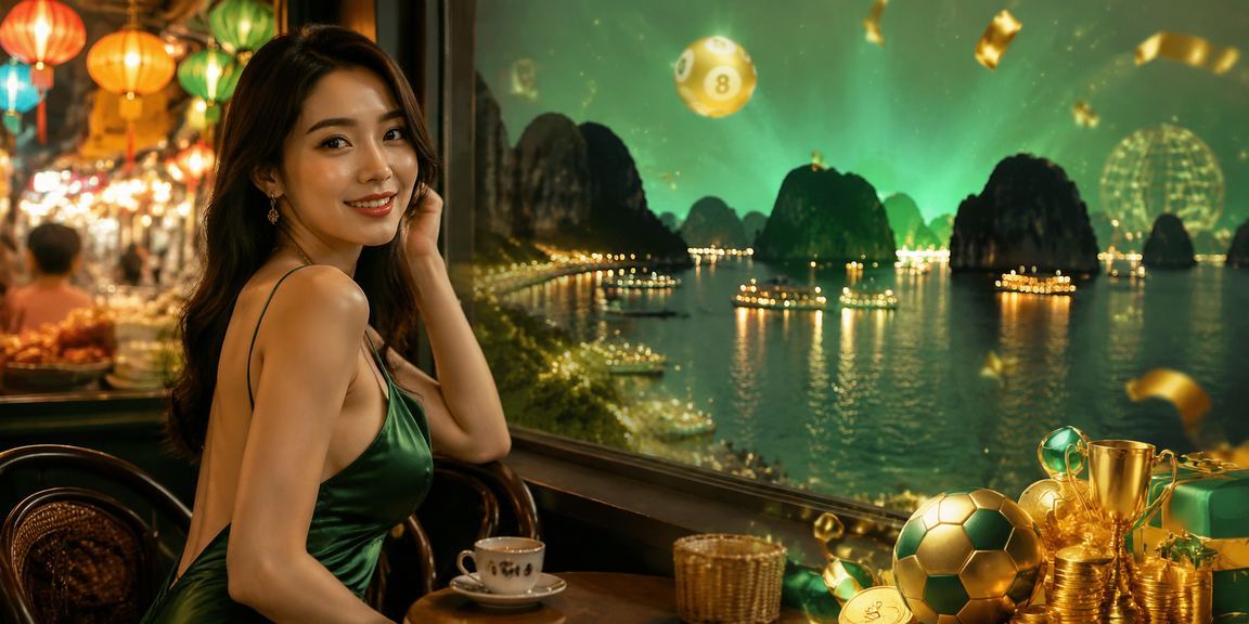 Khung cảnh hoạt động xổ số và cà phê tại vịnh Hạ Long